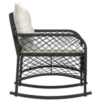 Tuinschommelstoel met kussens poly rattan zwart - thumbnail