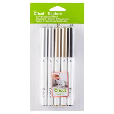 Cricut Explore/Maker Point Pen 10-Pack Everyday Collection Stiftset Zilver, Goud, Zwart