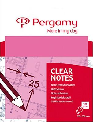 Pergamy transparante notes, ft 76 x 76 mm, 50 vel, roze