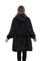 Draagbare deken met capuchon & mouwen - kind - zwart - thumbnail