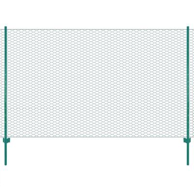 VidaXL Draadgaashek met palen 25x2 m staal groen
