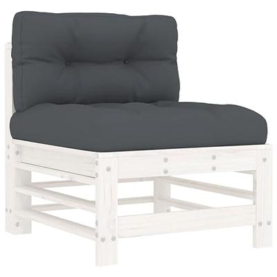 6-delige Loungeset met kussens massief hout wit