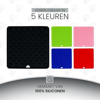 Eat Slow Live Longer Lickmat Crosses - 19 x 19 cm - vierkant - snuffelmat - anti-kras mat - slowfeeder - afleiding - honden en katten - 100% siliconen - vaatwasmachinebestendig - grijs