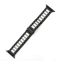 Stalen schakelband - Zwart met zilver - Geschikt voor Apple watch 44mm / 45mm / 46mm / 49mm - thumbnail