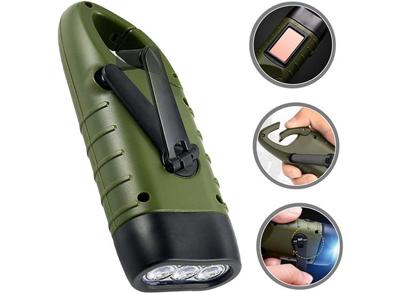 Luume Solar Survival Flashlight - Dynamo Zaklamp - Solar & Hand Crank - 3 LED - Groen Luume Solar Survival Flashlight - Dynamo Zaklamp - Solar & Hand Crank - 3 LED - Groen