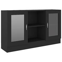 Vitrinekast 120x30,5x70 cm bewerkt hout zwart - thumbnail