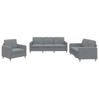 3-delige Loungeset met kussens stof lichtgrijs - thumbnail