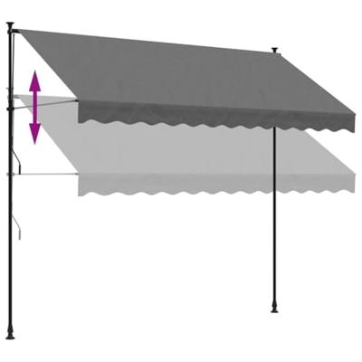 Luifel uittrekbaar 300x150 cm stof en staal antracietkleurig - thumbnail
