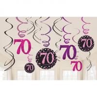 Amscan Spiraal hanger happy birthday 70 jaar 61 cm set van 12 | 48 stuks - thumbnail