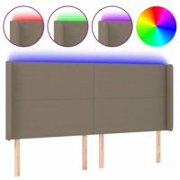 Hoofdbord LED 183x16x118/128 cm stof taupe - thumbnail