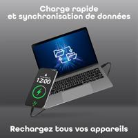 T'nB - USB-C naar USB-C kabel, nylon magnetische ommanteling ideaal voor het dragen, opladen van 60W, lengte 1,5 meter - zwart - thumbnail