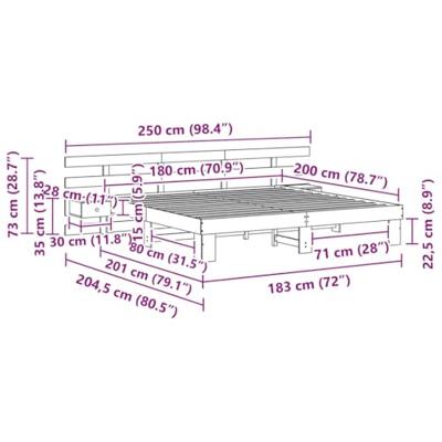 Bedframe met lade Bruin 180 x 200 cm Massief hout