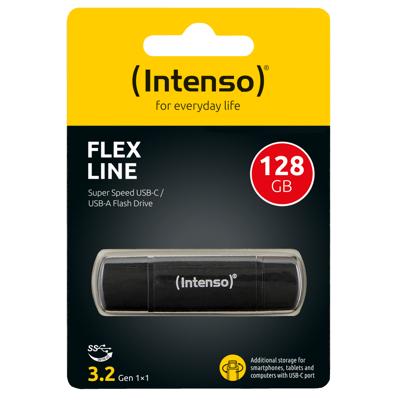 Intenso Flex Line USB-stick Retail 128 GB Zwart 3544491 USB-A 3.2 Gen 1, USB-C 3.2 Gen 1