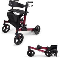 Parvum Riva Rollator - Dubbel opvouwbaar en lichtgewicht (6,6kg)-Red - thumbnail