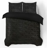 RoyalTextile - Glamour Sprankle Foil Dekbedovertrek Flanel - Zwart - 240 x 220 - thumbnail