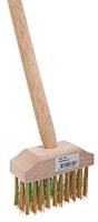 Tuinbezem klein met messing haren en steel - thumbnail