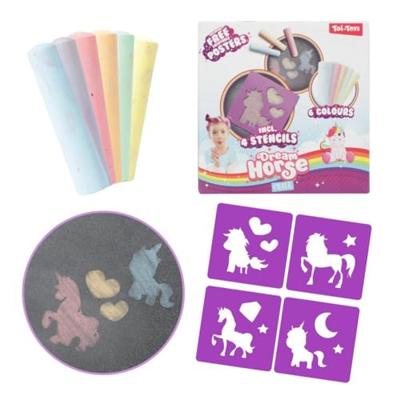 Toi Toys Unicorn stoepkrijt + sjablonen
