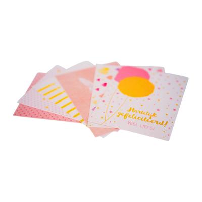 Wenskaarten gefeliciteerd - goudprint - set van 6 Wenskaarten gefeliciteerd - goudprint - set van 6