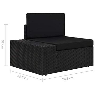 Driezitsbank sectioneel poly rattan zwart