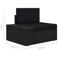 Driezitsbank sectioneel poly rattan zwart - thumbnail