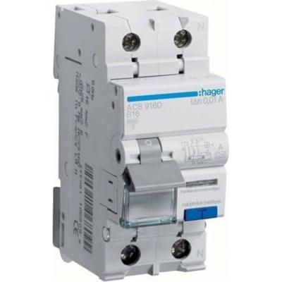 Hager ACS916D Aardlekschakelaar/zekeringautomaat 2-polig 16 A 0.01 A 240 V