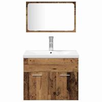 Badkamermeubelset met plank met opslag 4 pcs Bruin Bewerkt hout - thumbnail