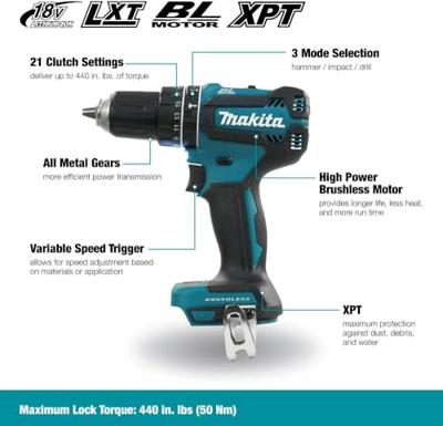 Makita DHP485ZJ Accu Klopboor-/Schroefmachine 18V Basic Body in Mbox - thumbnail