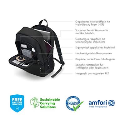 DICOTA Eco Backpack BASE 43,9 cm (17.3 ) Rugzak Zwart DICOTA Eco Backpack BASE 43,9 cm (17.3 ) Rugzak Zwart