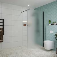 Fortifura Galeria inloopdouche - 110x200cm - mat glas - wandarm - mat zwart SW915251/SW797905 - thumbnail