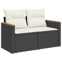 8-delige Loungeset met kussens poly rattan zwart - thumbnail