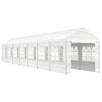 Prieel met dak 15,61x2,28x2,69 m polyetheen wit - thumbnail