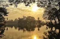 Alexsar Art schilderij Glas art lake view 70x50cm - thumbnail