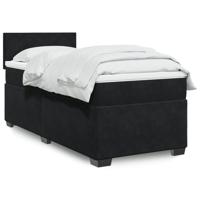 Boxspring met matras fluweel zwart 160x200 cm - thumbnail