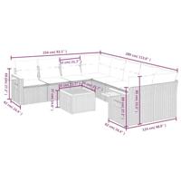 9-delige Loungeset met kussens poly rattan zwart - thumbnail