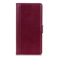 Shop4 - Motorola One Vision Hoesje - Wallet Case Grain Rood - thumbnail