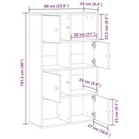 Boekenkast 60x24x101,5 cm bewerkt hout oud houtkleurig - thumbnail