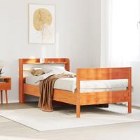 Bedframe zonder matras massief grenenhout wasbruin 75x190 cm - thumbnail