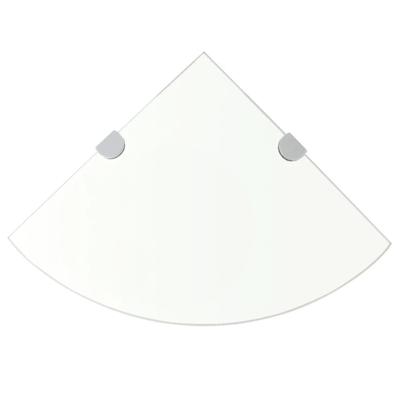 Hoekschap met chromen dragers transparant 25x25 cm glas Hoekschap met chromen dragers transparant 25x25 cm glas