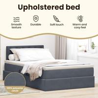 Opslag bed met matras Donkergrijs 120 x 200 cm Fluweel - thumbnail
