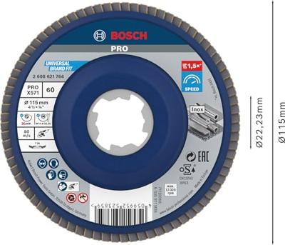 Bosch Accessoires X-LOCK Lamellenschijf schuin, kunststof Ø115mm, G 60, X571, Best for Metal - 2608621764 Bosch Accessoires X-LOCK Lamellenschijf schuin, kunststof Ø115mm, G 60, X571, Best for Metal - 2608621764