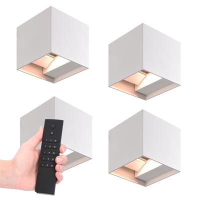 Set van 4 dimbare LED Wandlampen Kansas - wit - 6 Watt 660 lumen - 3000K warm wit - Up & Down light - IP54 - Incl. dimmer met afstandsbediening