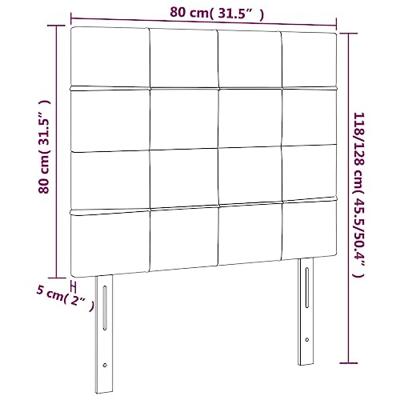 Hoofdborden 2 st 80x5x78/88 cm stof lichtgrijs