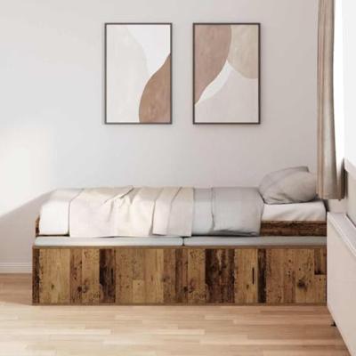 Bedframe met lade met opslag Oud Hout 90 x 200 cm Bewerkt hout