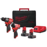 Milwaukee M12 FPP2A2-402X | M12 FUEL powerpack (M12 FPD2, M12 FID2, 2 x M12 B4 accu, 1 x C12C lader, 1 xHD Box) - 4933480587 4933480587 - thumbnail