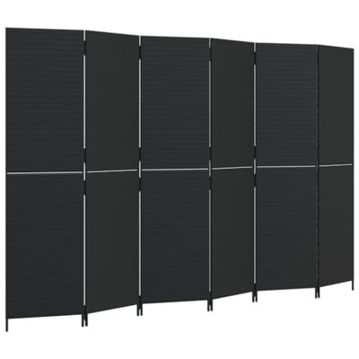 Kamerscherm 6 panelen poly rattan zwart Kamerscherm 6 panelen poly rattan zwart