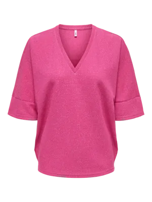 Only Onlivy S/s Glitter V-neck Top Cs Jrs T-shirts Pink Yarrow