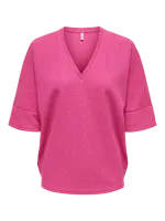 Only Onlivy S/s Glitter V-neck Top Cs Jrs T-shirts Pink Yarrow - thumbnail