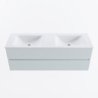 MONDIAZ VICA 140cm badmeubel onderkast Clay 2 lades. Wastafel CLOUD dubbel 2 kraangaten, kleur Talc. - thumbnail