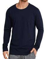 Heren pyjama shirt lange mouw - Donkerblauw - 100% katoenen los pyjama shirt - thumbnail