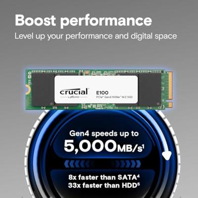 CRUCIAAL - SSD - E100 PCIe 4.0 Gen4 2280 NVMe M.2 SSD - 2 TB